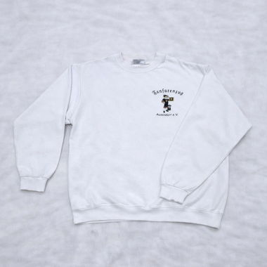 White Vintage Oversize Minimalist Sweatshirt - L
