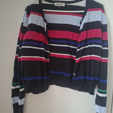 Rework Striped Cardigan