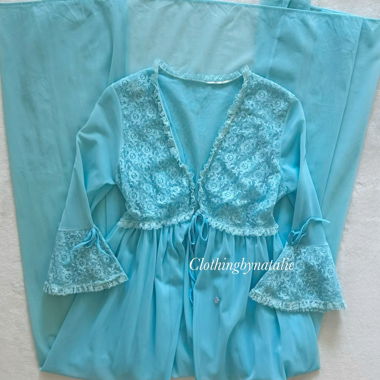 Robe vintage en nylon bleu transparent Taille S