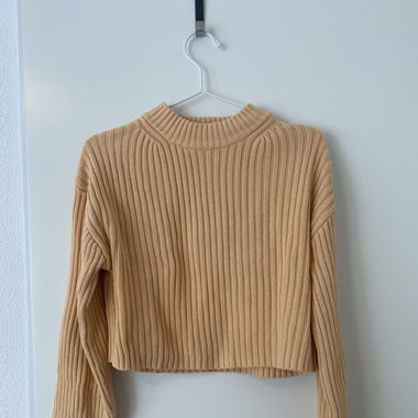 Pullover orange / geripptes Muster