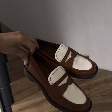 Mocassins brun/blanc