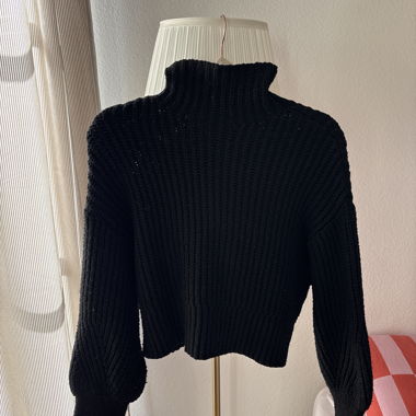 Black Ribbed Turtleneck Sweater