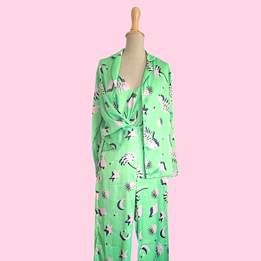 Magnifique ensemble satin 4pièces M imprimé plage 