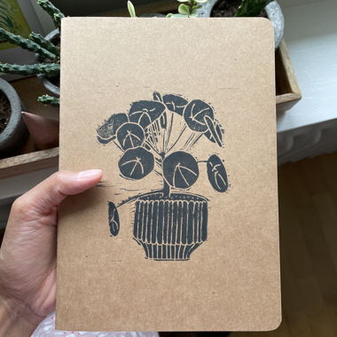 Diary with linocut print 