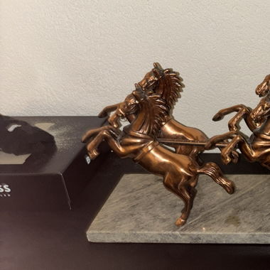 Chariot chevaux en bronze 