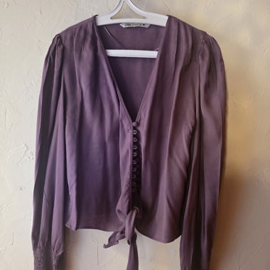Blouse violette Zara à nouer taille S