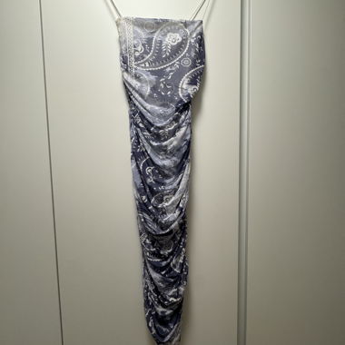 Mididress, blau-weiss