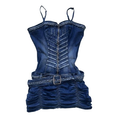 Robe mini corset en denim extensible Y2K