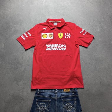Vintage Ferrari F1 Puma Polo Rot Größe S