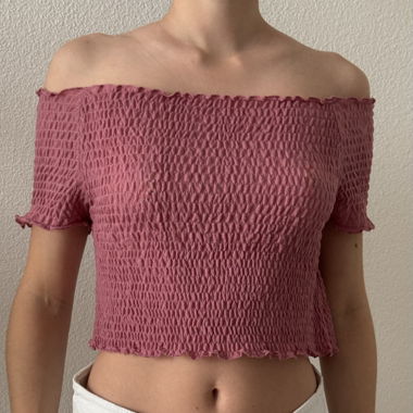 Bauchfreies Carmen-Top rosa