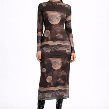 Mesh Kleid mit Mondprint