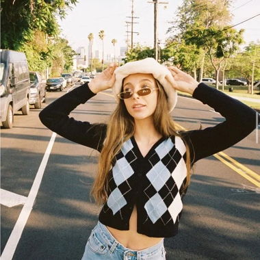 Black Argyle Cardigan
