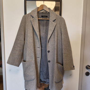 OPUS Grauer Oversized Wollmantel