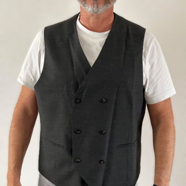 Gilet de costume noir/marron bi-matière