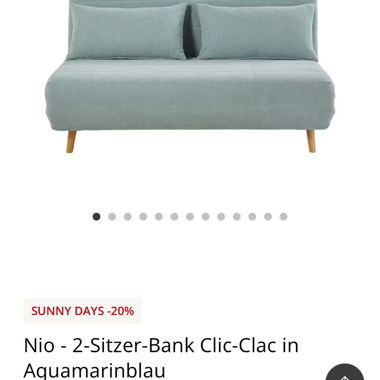 Divano letto blu per 2 posti