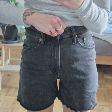 Black denim shorts