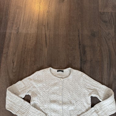 Grey cable knit cardigan