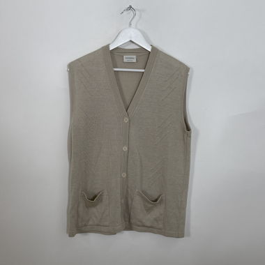 Beige Strickknopf-Weste
