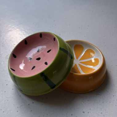 Set da 2 ciotoline in ceramica motivo frutta