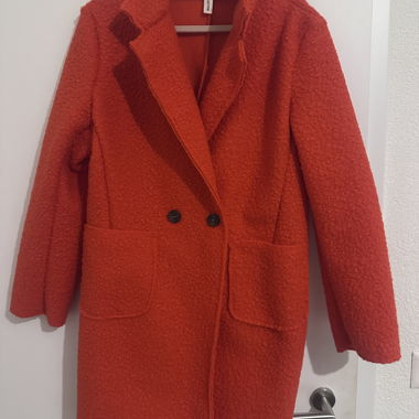 Red Bouclé Fabric Coat