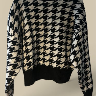 Maglione a pied-de-poule nero e bianco