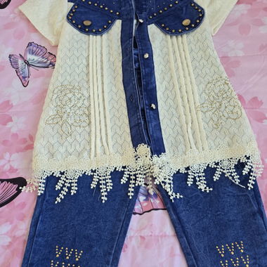 Ensemble de jeans pour enfants avec dentelle