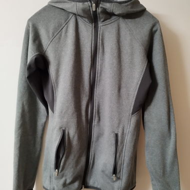 Graue Kapuzenjacke mit Reissverschluss