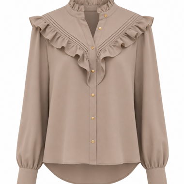 Rüschenbluse beige
