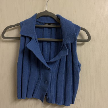 gilet in maglia zara blu