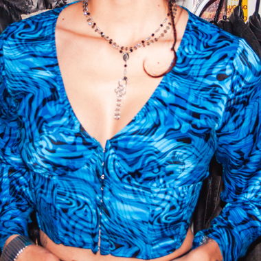 Top corset bleu ajusté