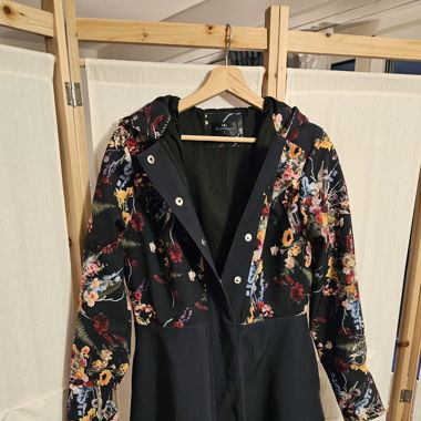 RainSisters Raincoat dunkelblau mit Blumenprint, L