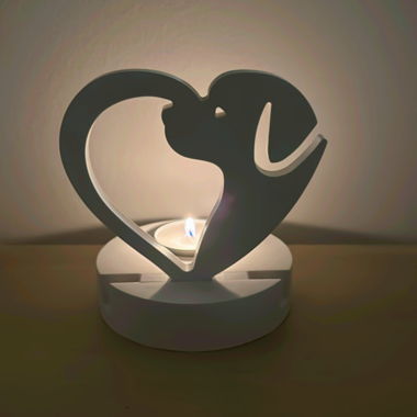 Porta Candela Tealight artigianale Cuore/Cagnolino