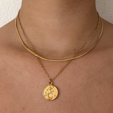 Collier double chaîne doré