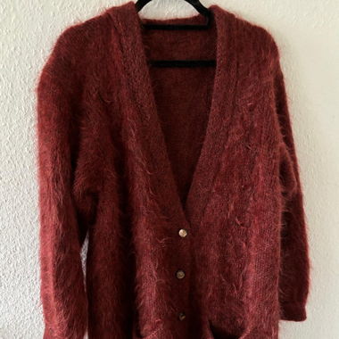 Vintage burgundy cardigan with a Deep v-neck 