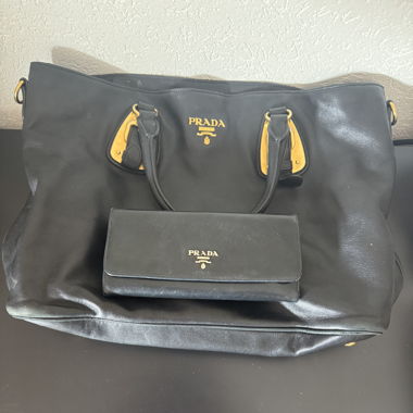 PRADA Black Nylon Bag with Matching Coin Purse