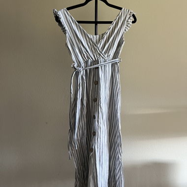 Striped Wrap Midi Dress