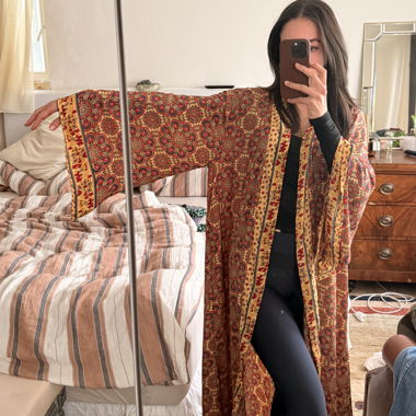 Kimono boho in seta con fantasia paisley colorata