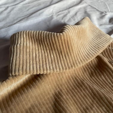 Maglione corto in velluto a coste con collo alto