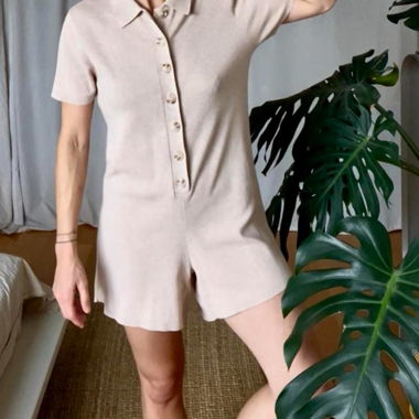 Combishort boutonné beige Rythm