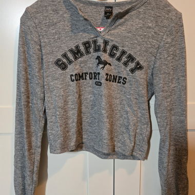 T-shirt grigio Daizy a maniche lunghe