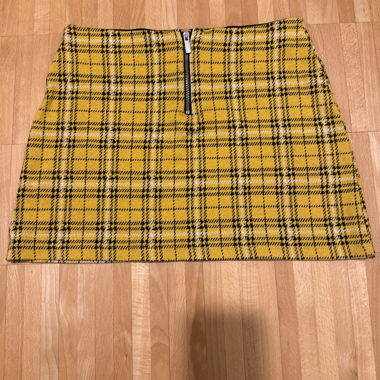 Jupe trapèze jaune à carreaux
