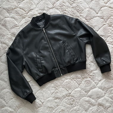 Faux Leather Bomber