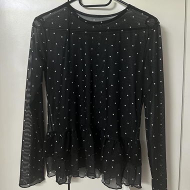 Polka dot mesh shirt