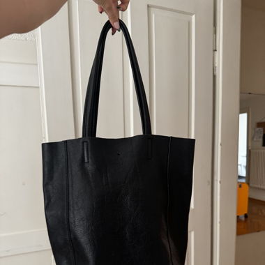 black leather bag