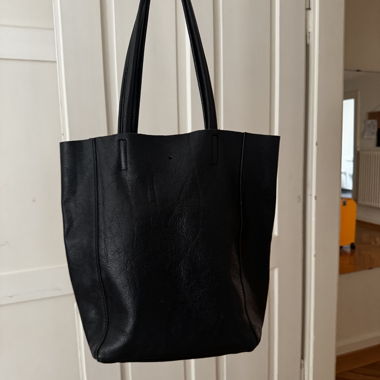 black leather bag