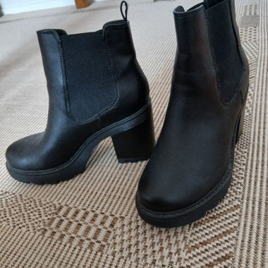 Black block-heel ankle boots