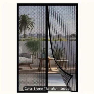 Magnetic mesh screen door, black