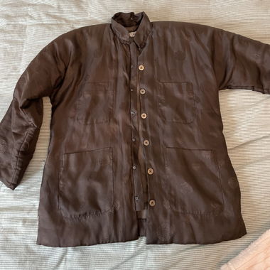 Green Pine braunes Satin China-Hemd / -Jacke