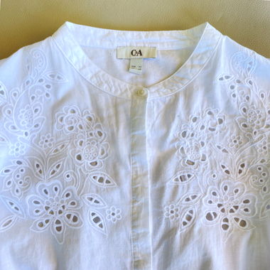 Blusa bianca ricamata in cotone boho 42