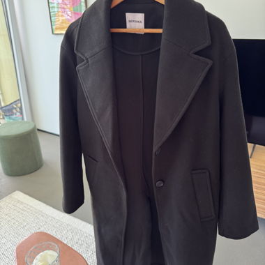 Manteau long noir Bershka